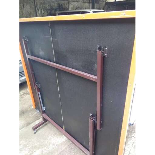 the door is made from a heavy metal frame.