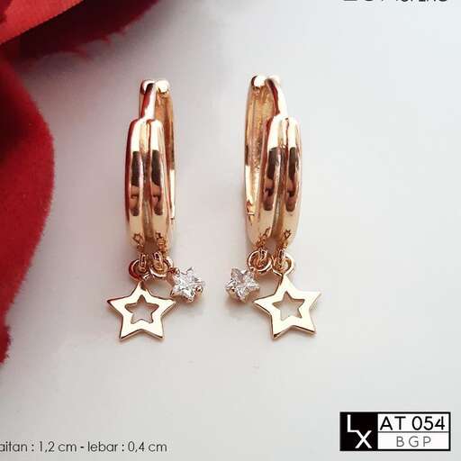 gold earrings with stars in the middle