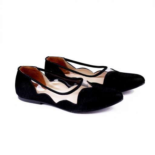 a pair of black leather shoes with white and brown leather trim.