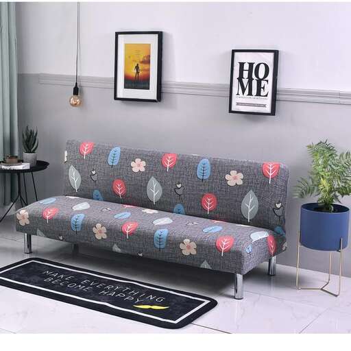 a couch with a floral pattern on it.
