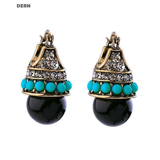 earrings in sterling silver with a turquoise and diamond.