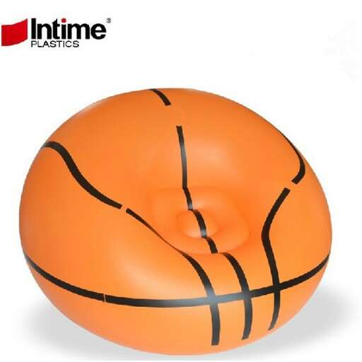 a plastic ball with a black stripe.