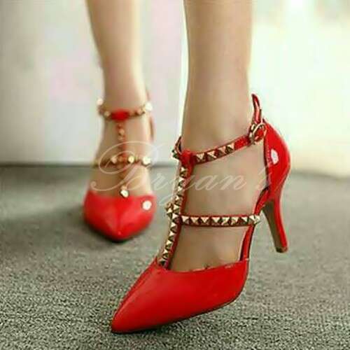 red shoes with a chain