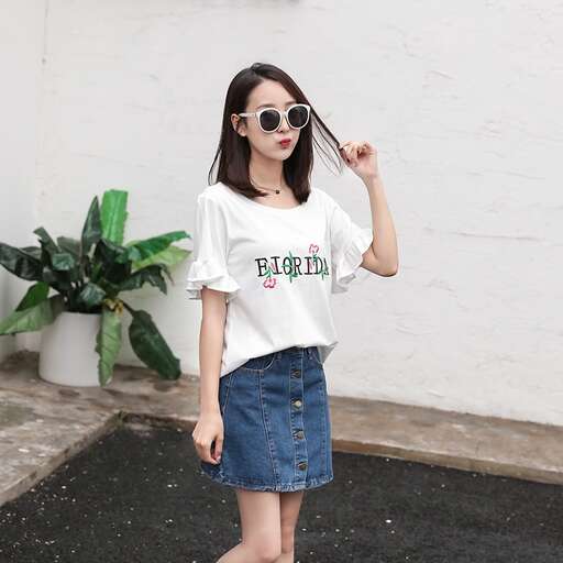 white tee with a cute sweater