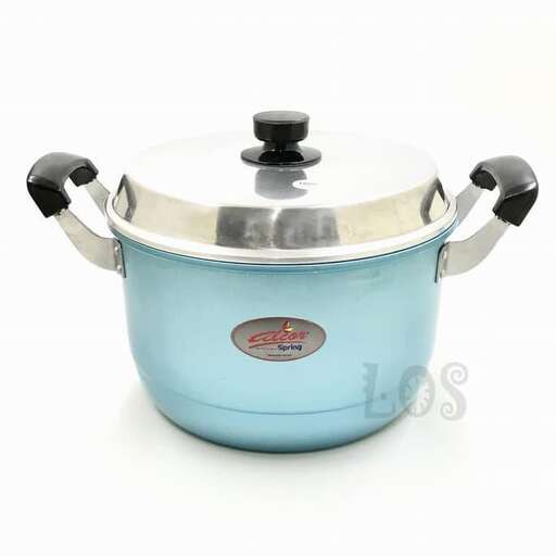 a blue pot with lid on a white background.