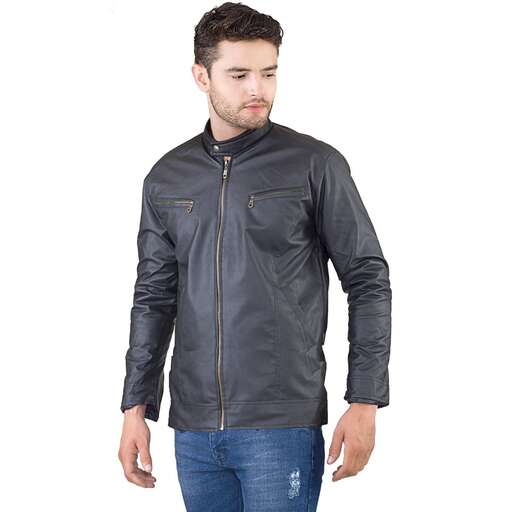 men's leather jacket with a zipper