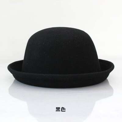 black bowler hat with a black bow