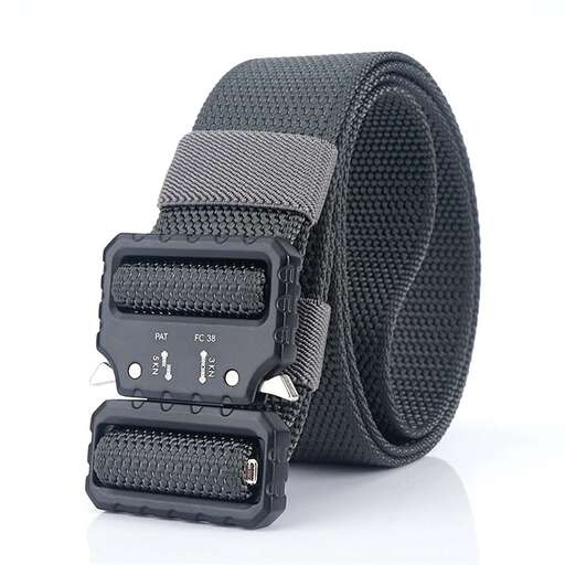 black leather belt with a buckle