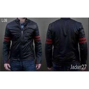 leather jacket with a hood