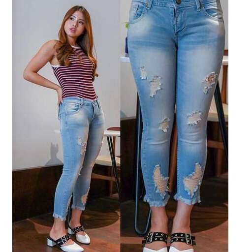 i love the ripped jeans.