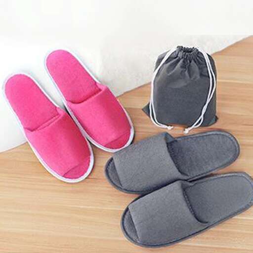 a pair of slippers and a bag.
