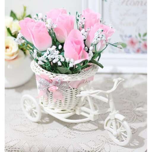 pink roses in a basket