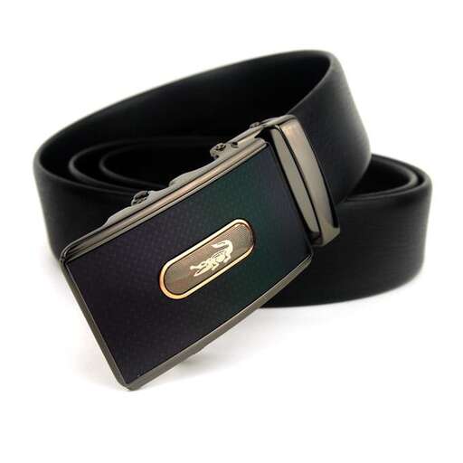 leather belt in black leather with a silver buckle