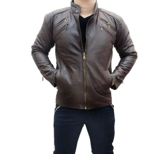 leather jacket with a zipper