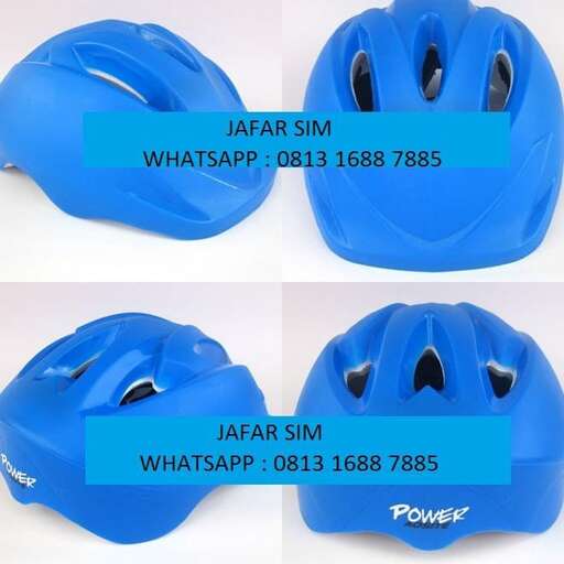 a blue helmet with a hole in the front.