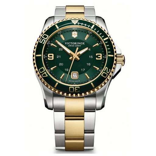 a watch with a gold dial and a black dial.