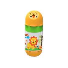 this is a plastic bottle with a lion on it.