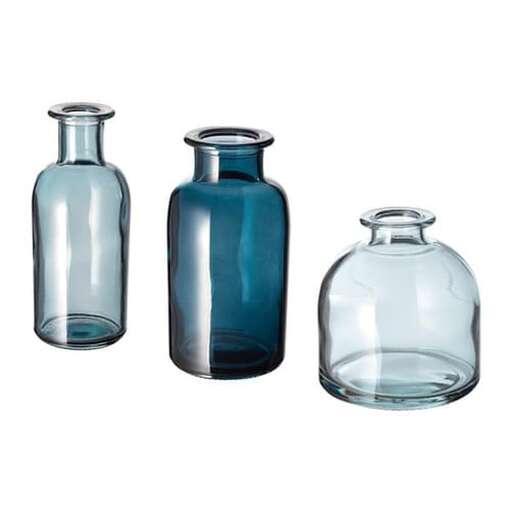 a set of glass bottles