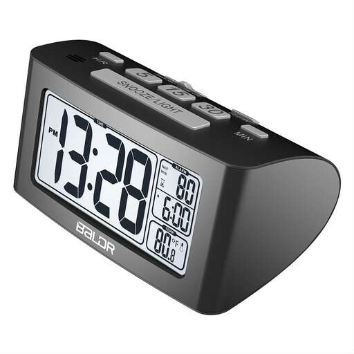 digital alarm clock with digital time on a white background
