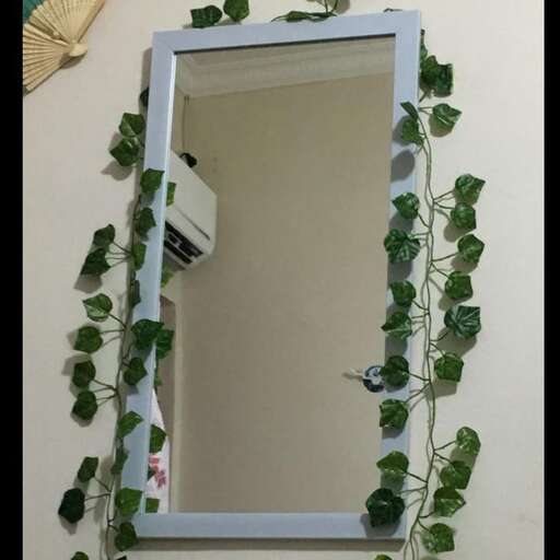 a mirror with a plant on it and a mirror.