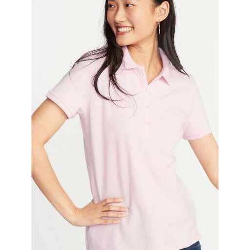 women's polo shirt in pink and white