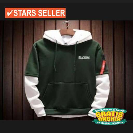 the hoodie is available in black and white.