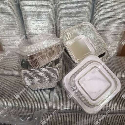 a set of silver and white glass containers.