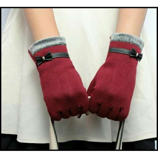 gloves in red and gray