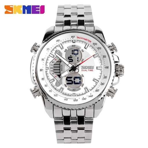 the watch is made of steel and steel.