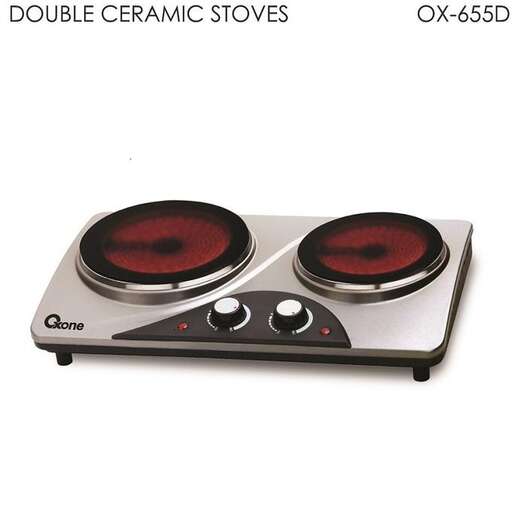 a stove with two burners on top of it.