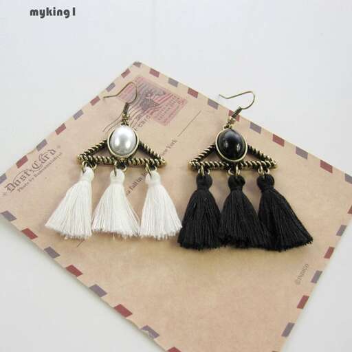 earrings in black and white