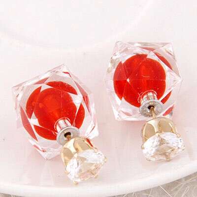 red glass cabochon set in sterling silver