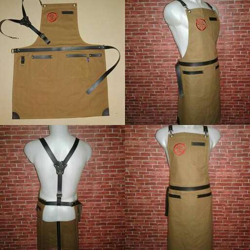 the apron is made of cardboard and the paper is wrapped around the neck.