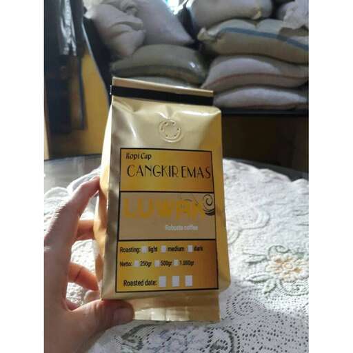 a bag of coffee with a label