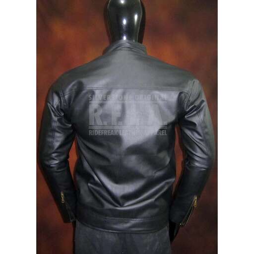 leather jacket with a hood