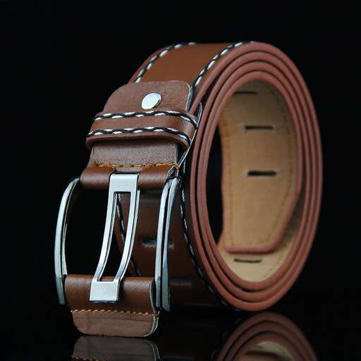 leather belt with a buckle