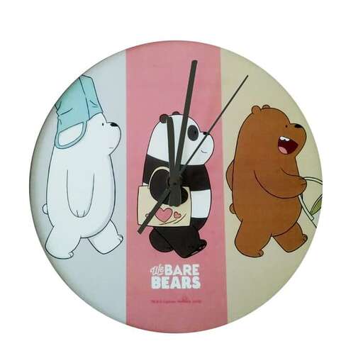 a round clock with cartoon characters on it.