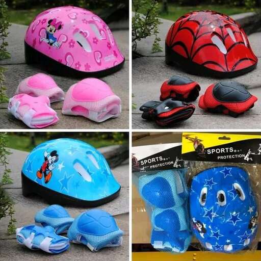 a group of kids in helmets and helmets.