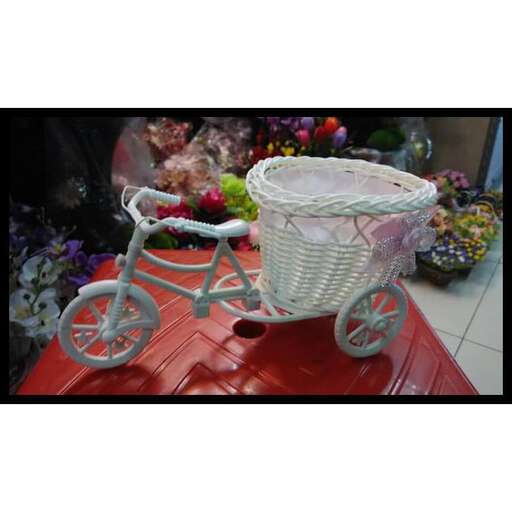 a bike with a basket on top of it.