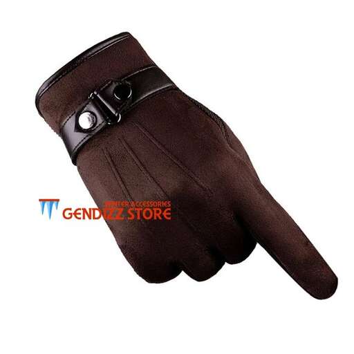leather gloves with a leather strap