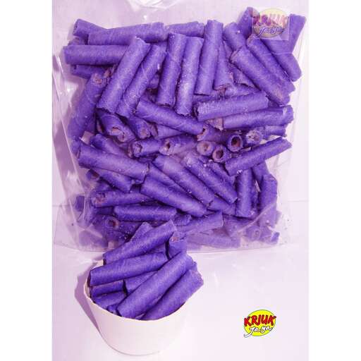 purple crayons in plastic bag