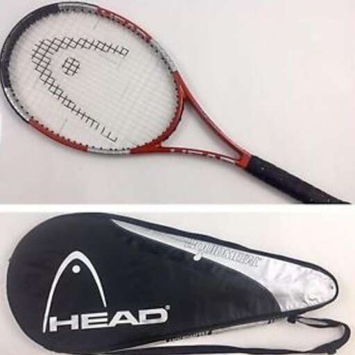 a tennis racket with a head inside of it
