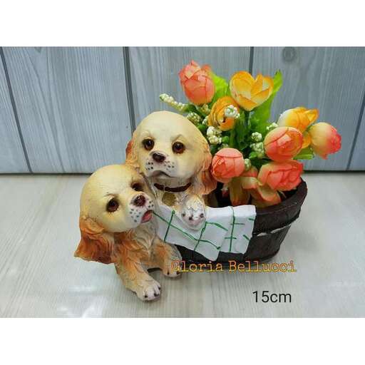 dogs in a flower pot
