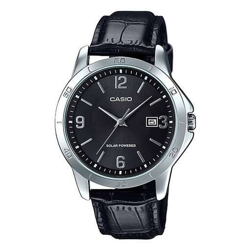 the watch is made of stainless steel and black.