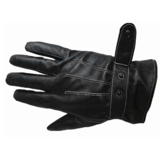 black leather gloves with a zipper