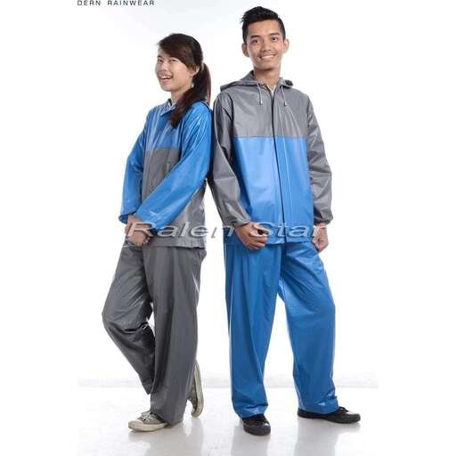 a couple in blue and grey clothes