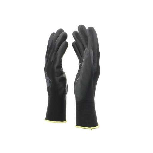 gloves with a yellow band