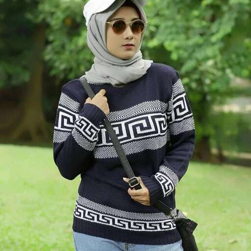 sweater with a scarf and sunglasses