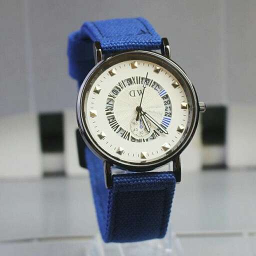 a watch with a blue strap