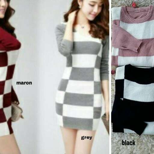 person in a striped dress